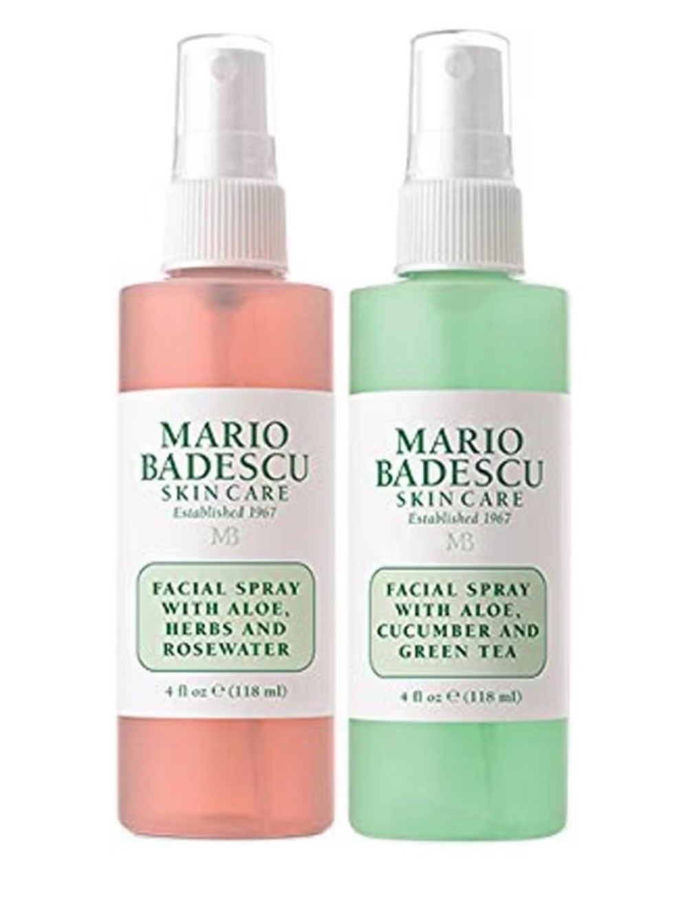 Mario Badescu Rosewater & Cucumber Facial Spray Duo (Pink, Light Green)